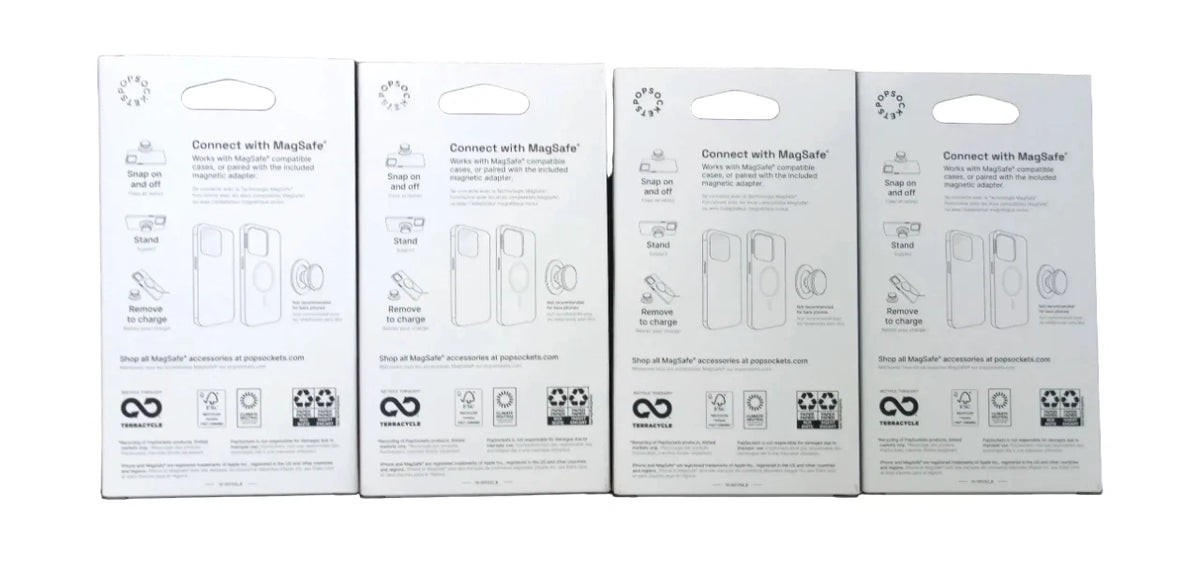 Lot of 4 PopSockets Magnetic Phone Grip with MagSafe, Magnetic Adapter Ring