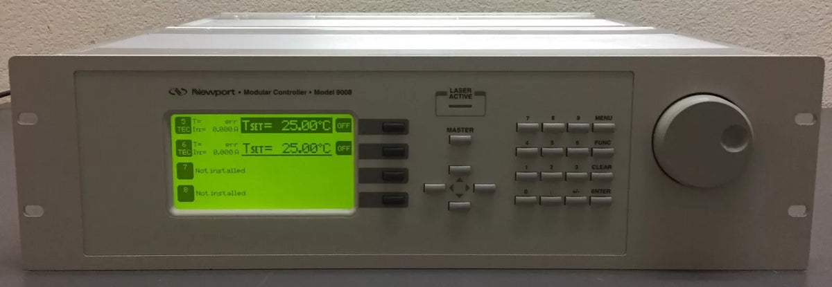 Newport 9008 Laser Diode Controller Mainframe with 6 x 8000-21 Rev C TEC Modules