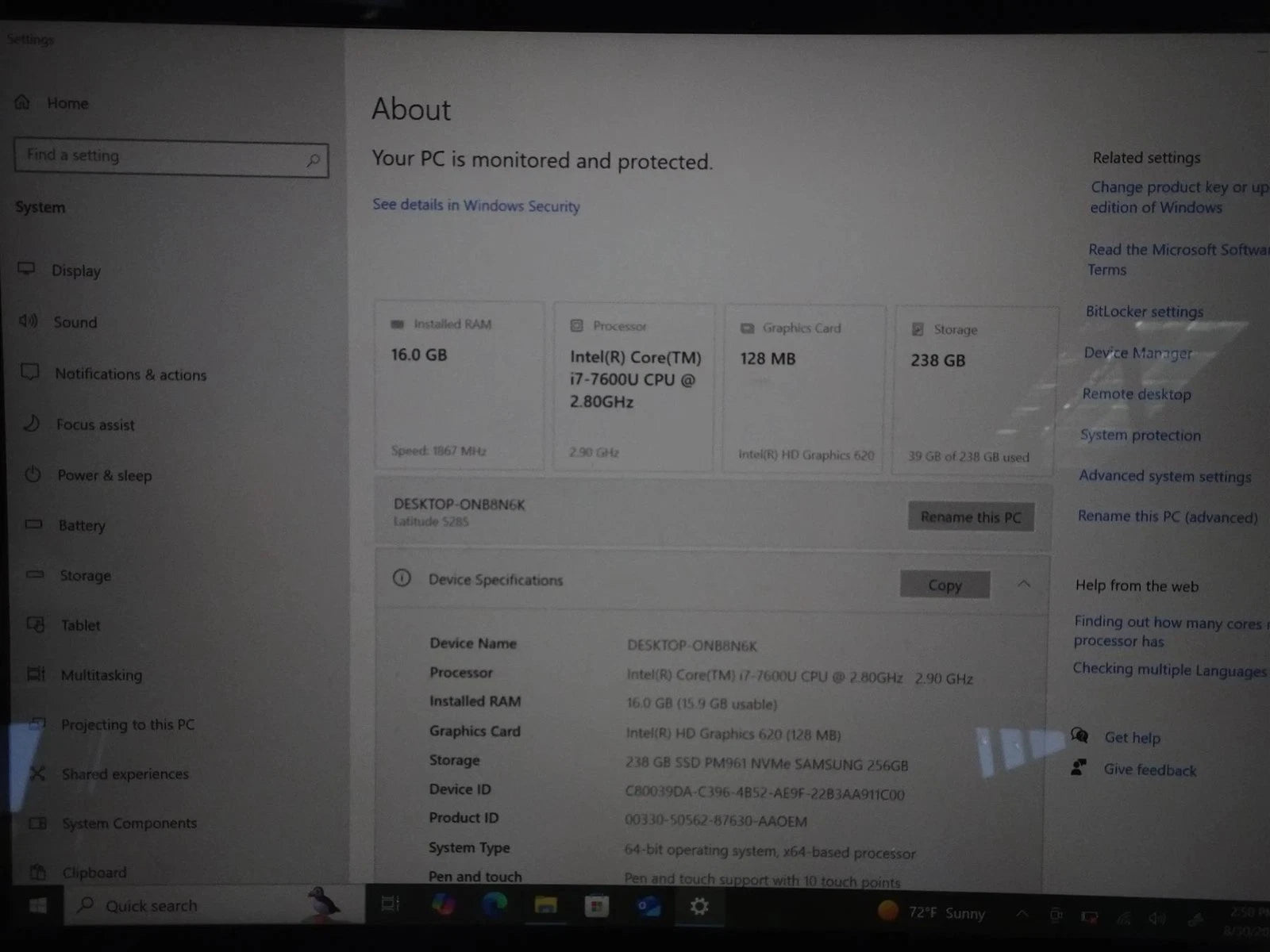 Dell Latitude 5285 Core i7-7600U 2.80GHz 16GB 256GB Touch Screen Win 10 Pro