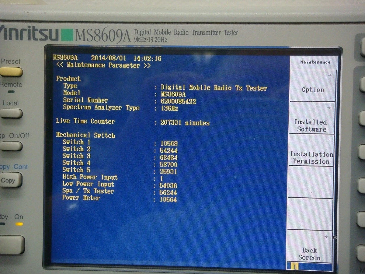 ANRITSU MS8609A /04/05/08/31 13GHz Spectrum Analyzer