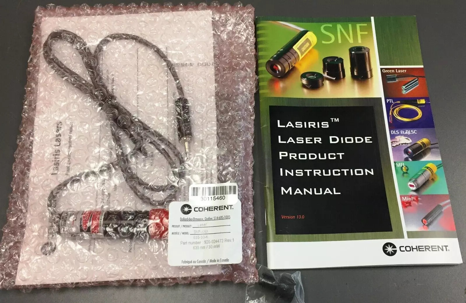 Coherent Model SNF-XXX-635-30K, P/N 920-024472 635nm/30mW Lasiris Lasers