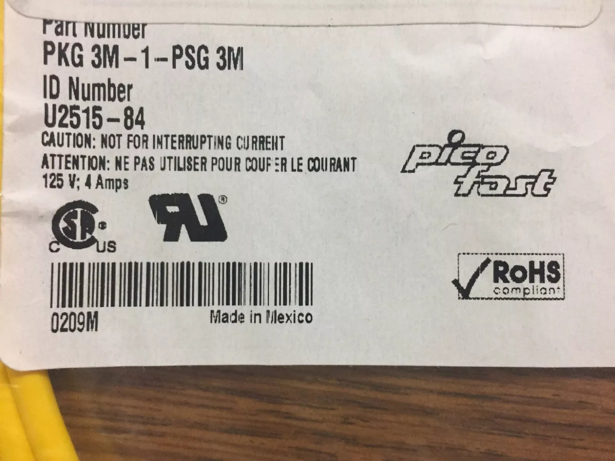 Turck PKG 3M-1-PSG 3M Sensor Cable 1M U2515-84 Cordset