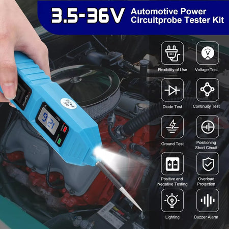Automotive 3.5-36V DC Circuit Tester with LCD & Dual Polarity Indicator