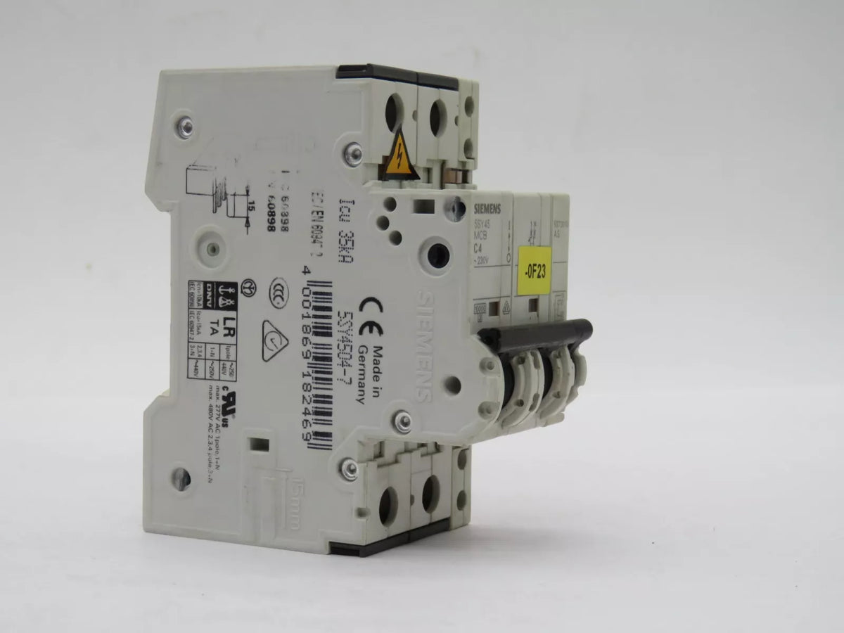 SIEMENS 5SY4504-7 Circuit Breaker Miniature 1+N Pole 4 Amp 230VAC 10kA