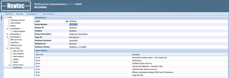 NEWTEC MCD6000 Multicarrier Demodulator Software Version 1.2.0.38890