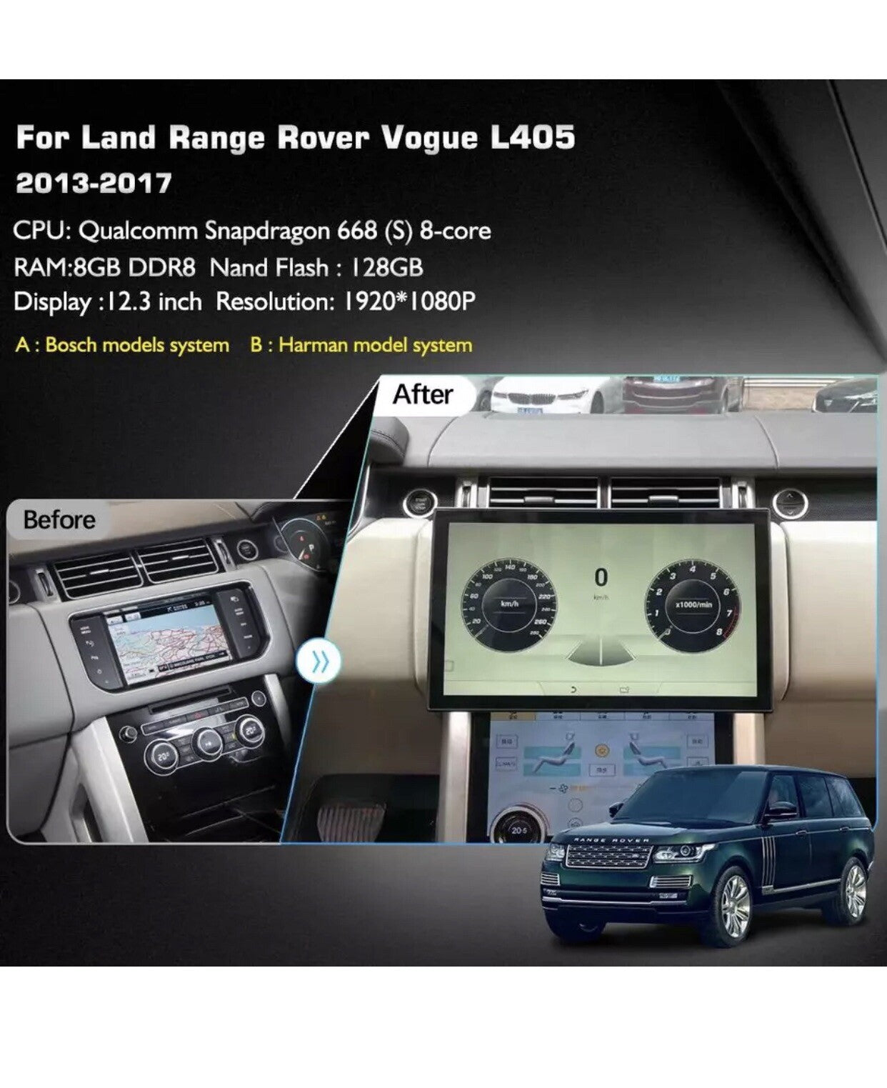 Für Range rover vogue L405 sport L494 13.3" Android autoradio GPS Navi CarPlay