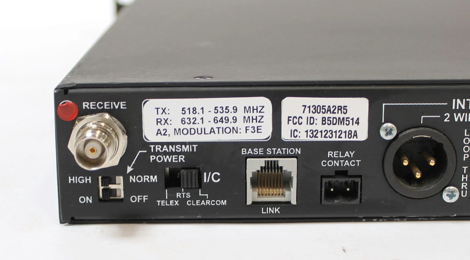 TELEX RadioCom BTR-800 518.1-535.9 / 632.1-649.9 MHz A2 Wireless Intercom Base