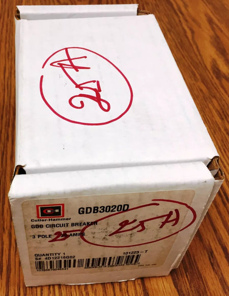 Cutler-Hammer GDB3020D Industrial Circuit Breaker 480VAC 125/250VDC 25A 3-Pol