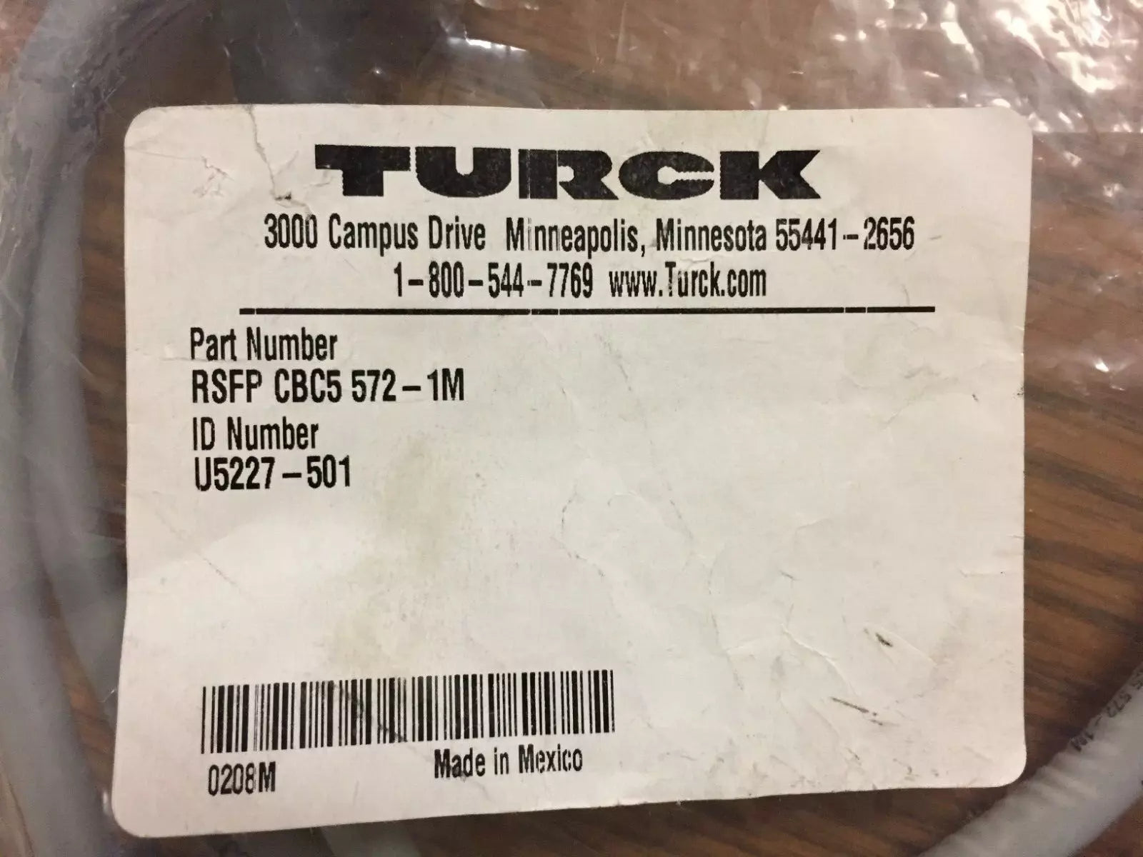 Turck RSFP CBC5 572-1M Cordset Cable 1 Meter U5227-501