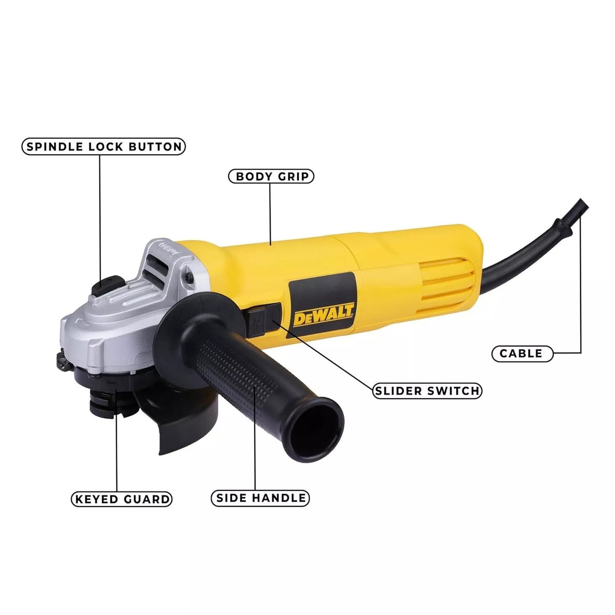 DEWALT DW802-IN 850W 4 (100mm) Heavy Duty Angle Grinder with Spindle 240V