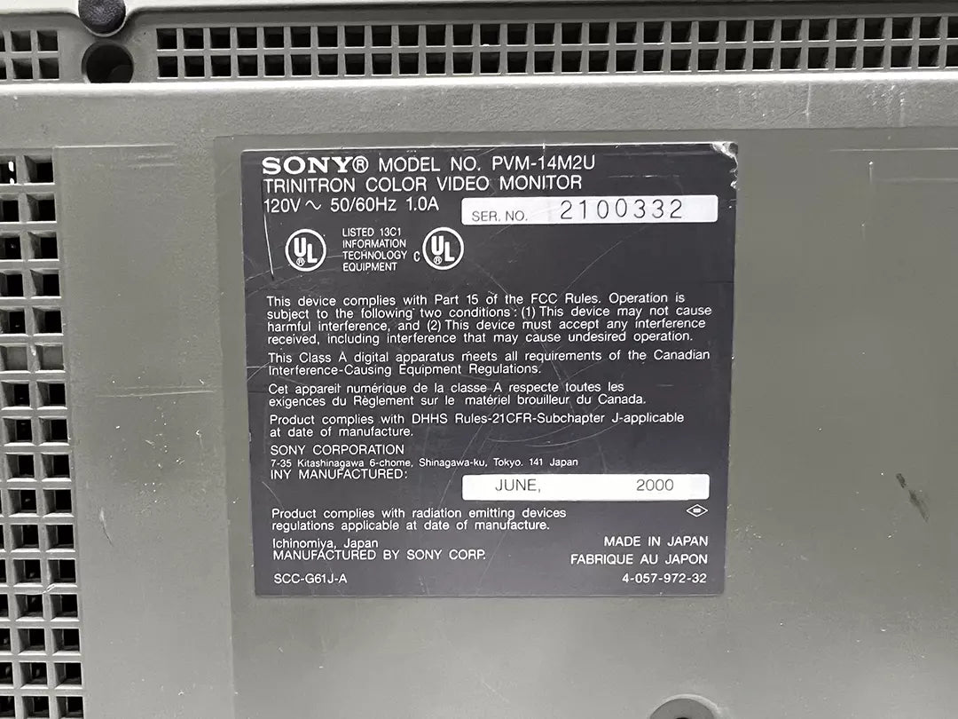 High Performance SONY PVM-14M2U Production Monitor for Retro Games