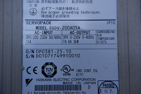 YASKAWA SGDV-200A05A Servopack