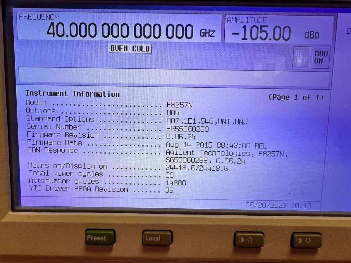 Agilent/Keysight E8257N (E8257D) Opt. U04 PSG Sweep Generator