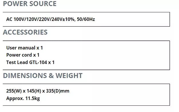 GW Instek GPR-1810HD DC Linear Power Supply 180W 18V 10A