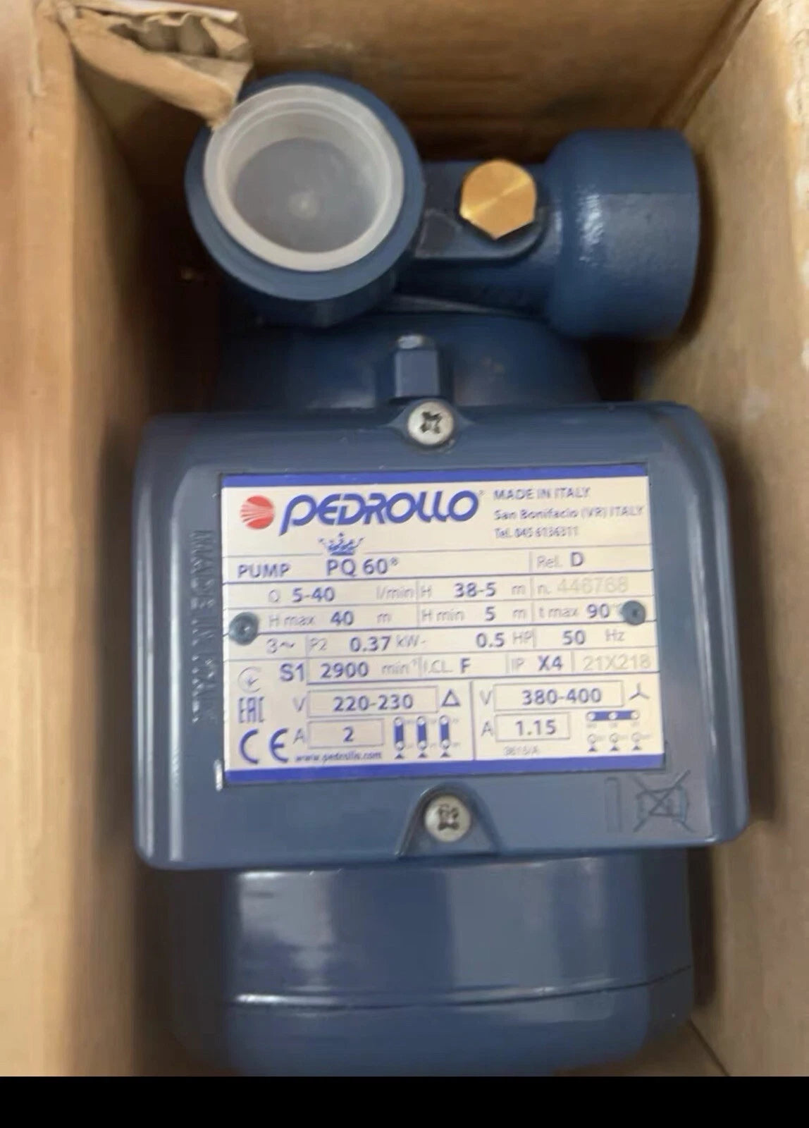 Pedrollo PQ60 Durable Water Pump - Reliable Performance for Residential and Industrial Use