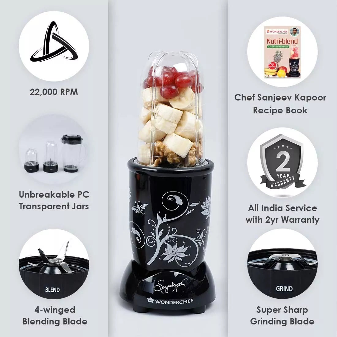 Wonderchef Nutri-Blend 500W Smoothie Maker with Chef Recipe Book