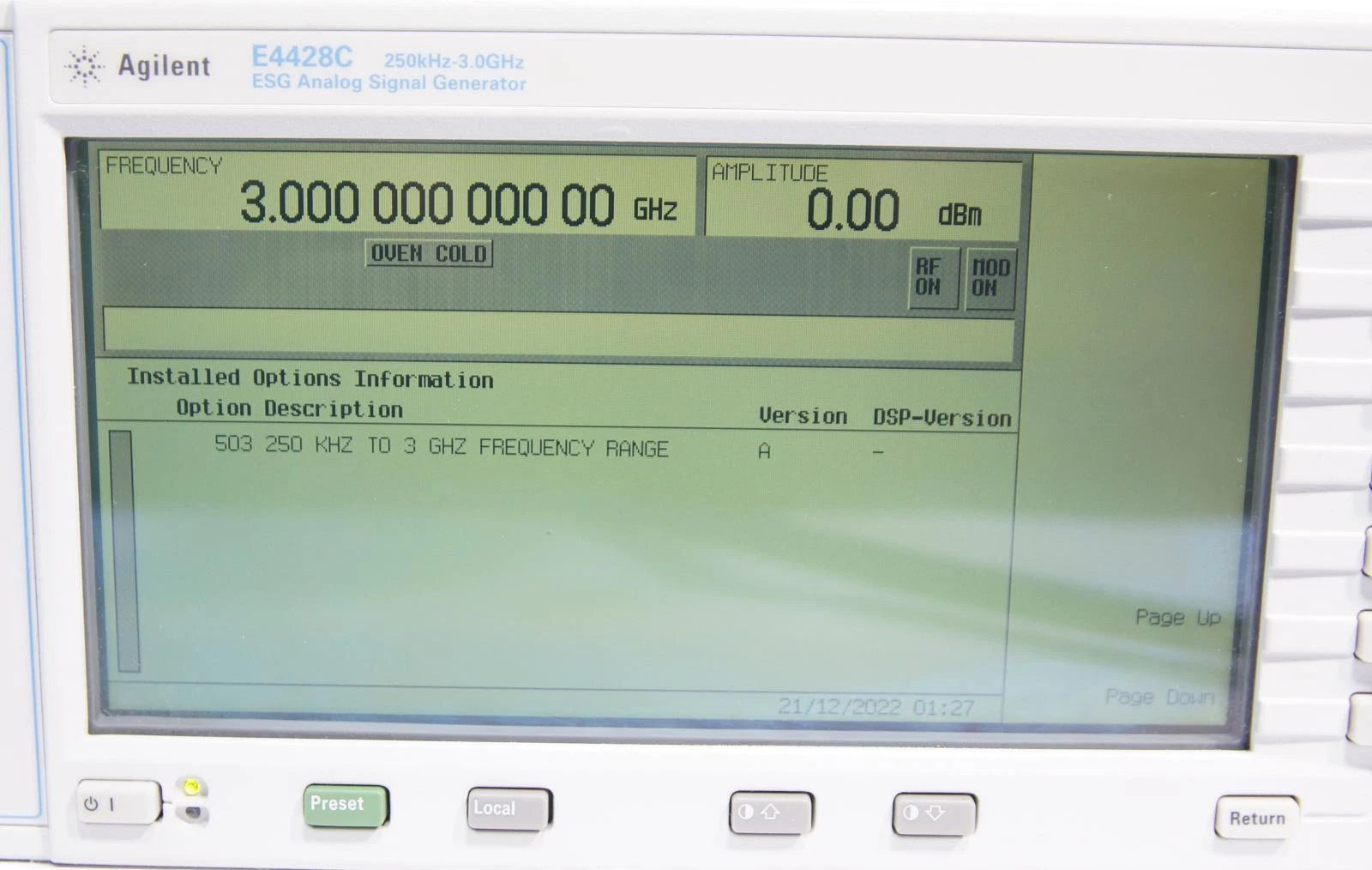 Agilent E4428C 250 kHz - 3.0GHz ESG Analog Signal Generator OPT 503