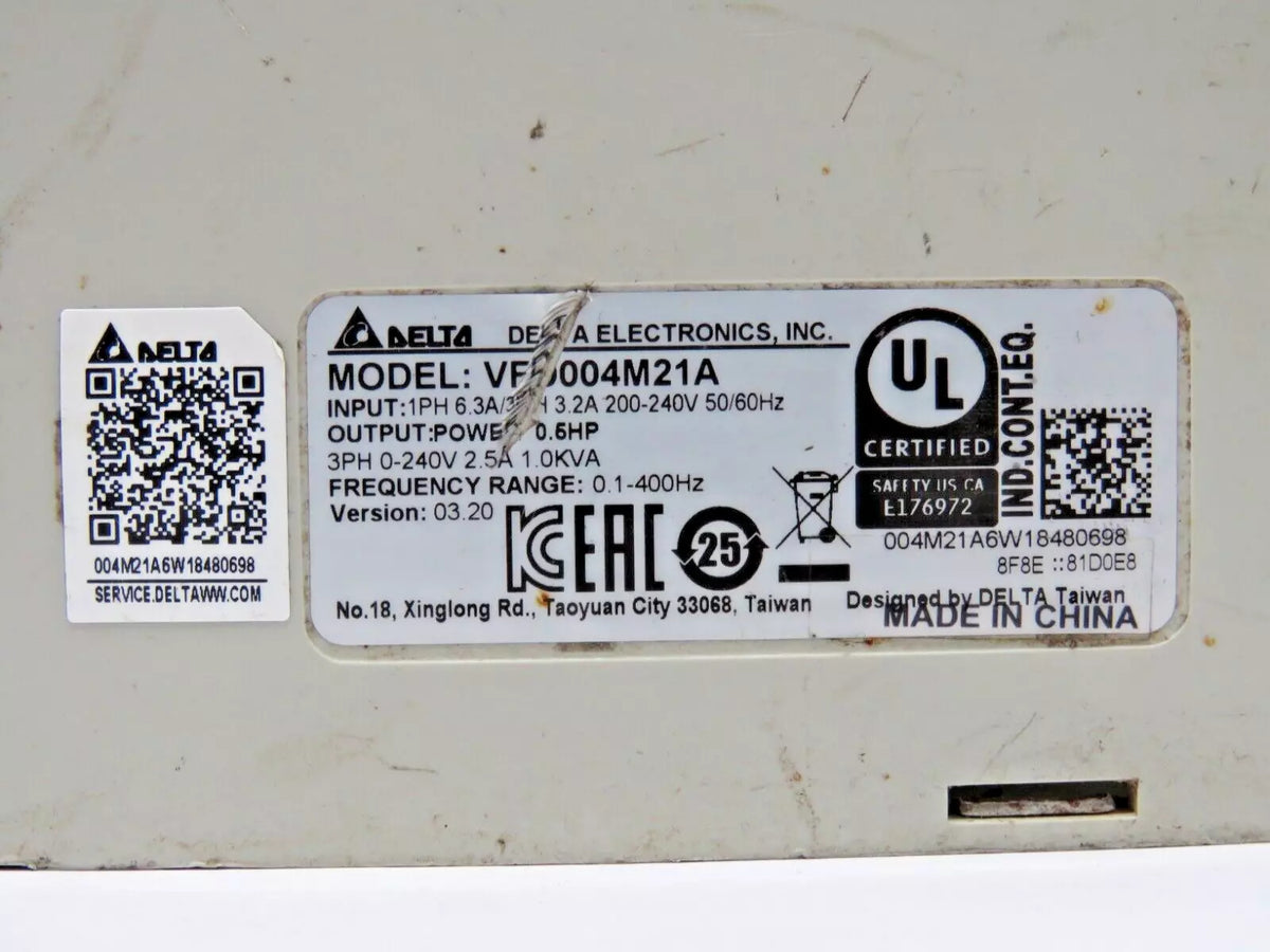 Delta VFD004M21A Sensorless Vector Micro Drive AC Drive 200-240 VAC