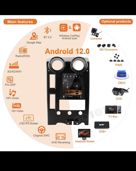 For Hummer H2 2004-2007 Android Car Radio Tesla screen 2Din Stereo Receiver 128G