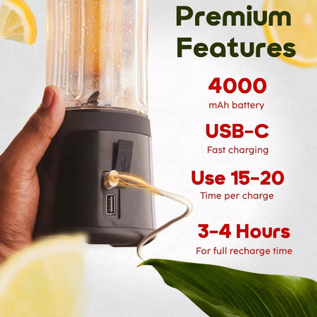 InstaCuppa Portable Blender USB Rechargeable 500ML for Smoothies & Ice Crushing