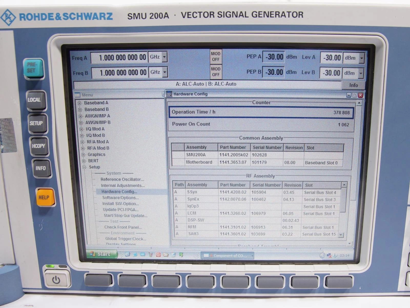 Rohde & Schwarz SMU200A 100kHz - 2.2GHz Vector Signal Generator OPT B10 B13 B20