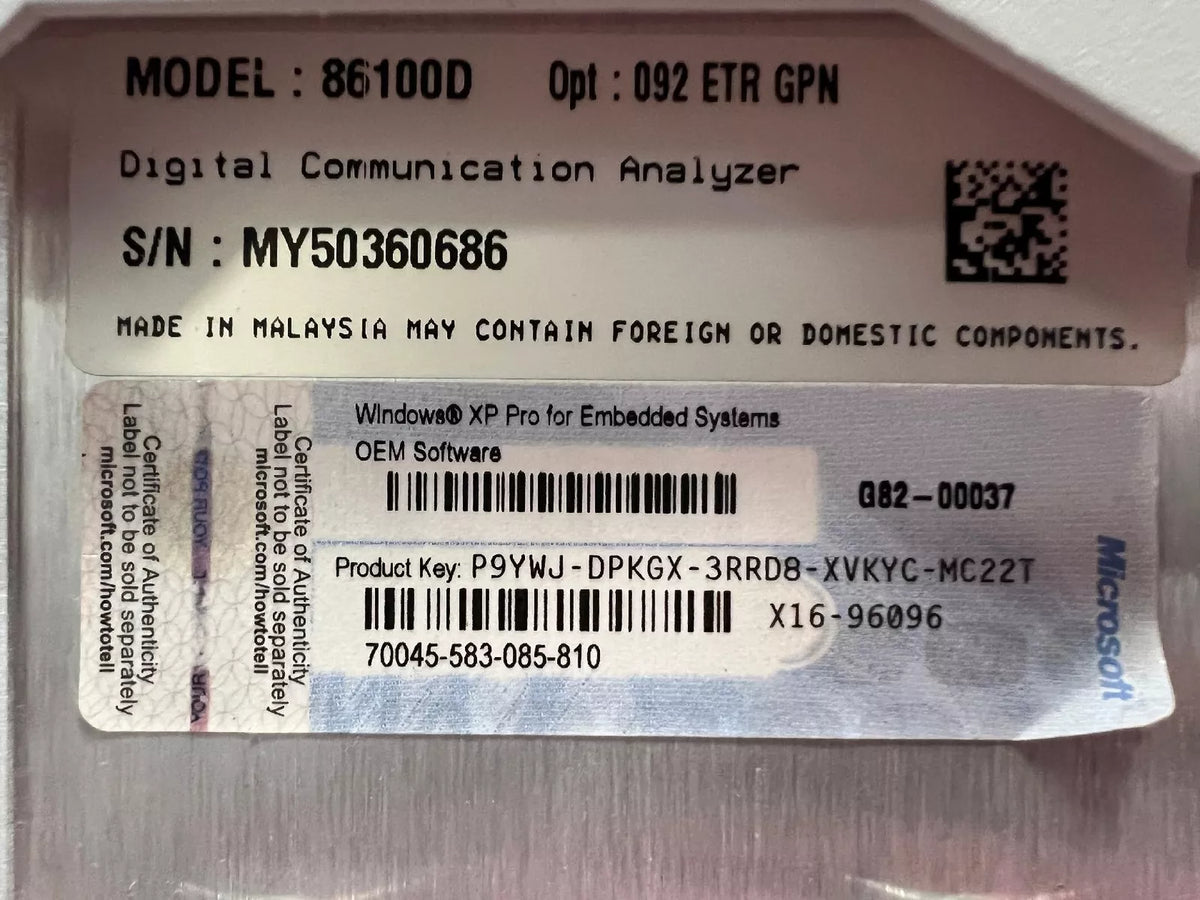 Agilent/Keysight 86100D ETR, Infiniium DCA-X Oscilloscope Mainframe