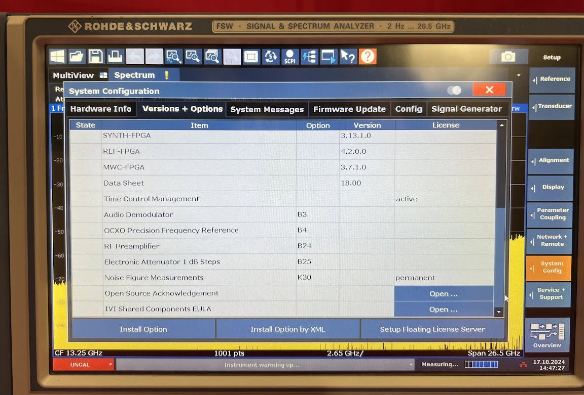 Rohde and Schwarz FSW26 Signal Analyzer B3,B4,B24,B25,K30 Features