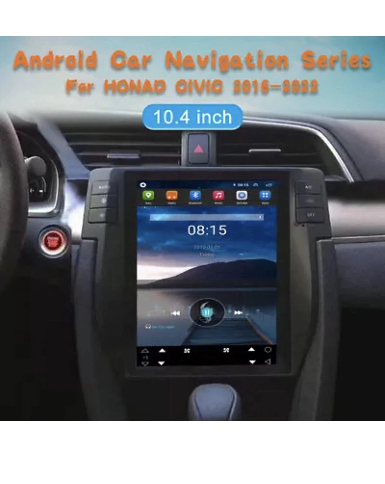 10.4Inch Android 13 Car Radio Carplay For Honda CIVIC 2016-2022 Tesla Screen Car