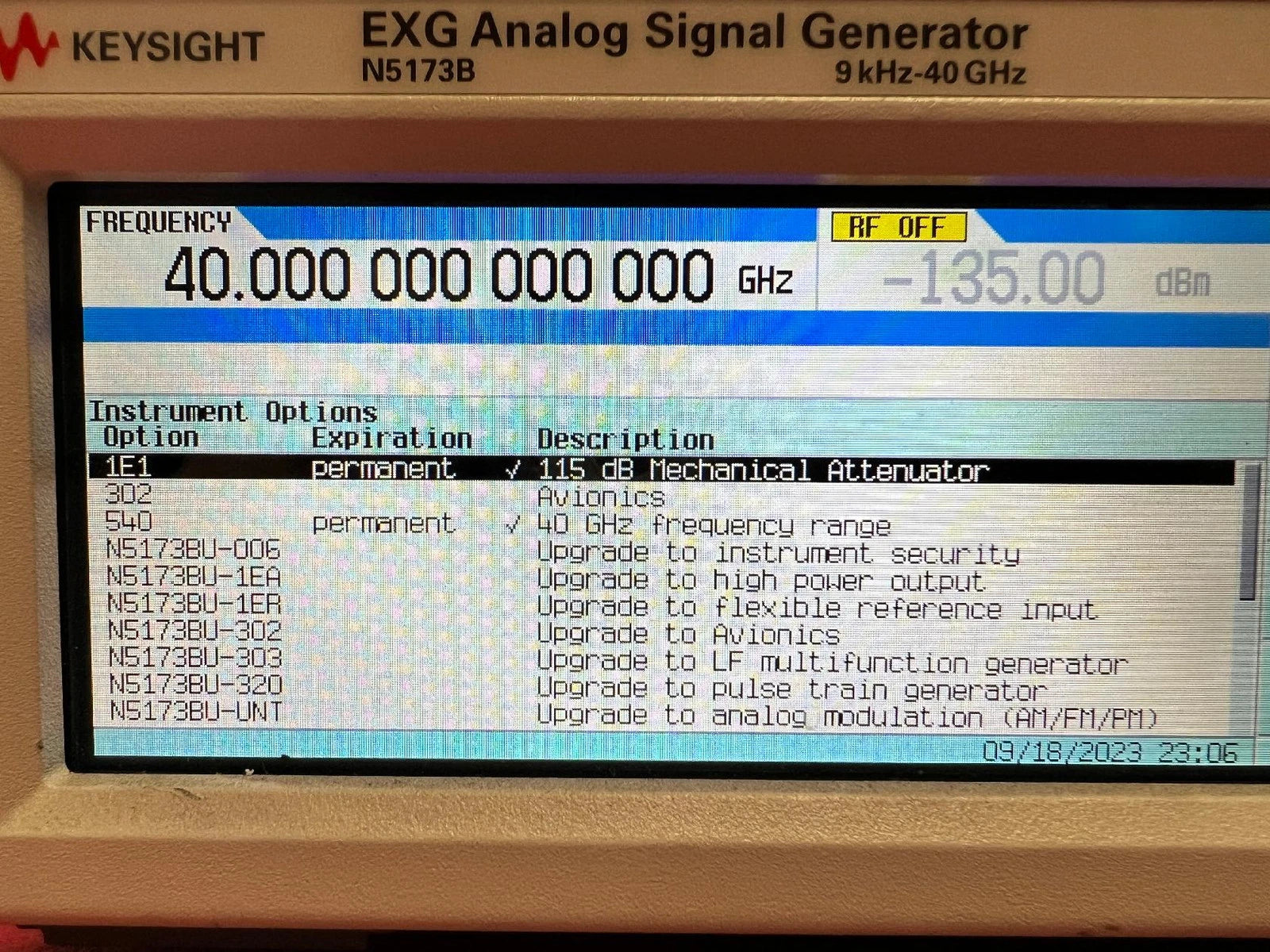 Agilent/Keysight N5173B EXG X-Series Signal Generator, Frequency Range 9k