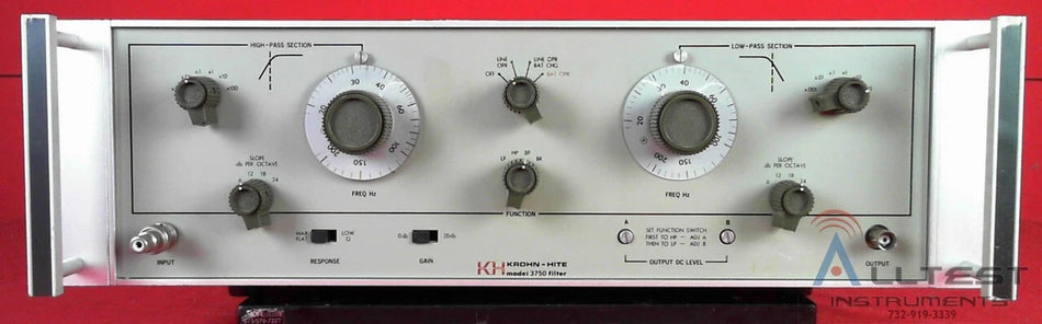 Krohn-Hite 3750 Variable Filter, .02-20 KHz, High, Low, Band Pass Filter