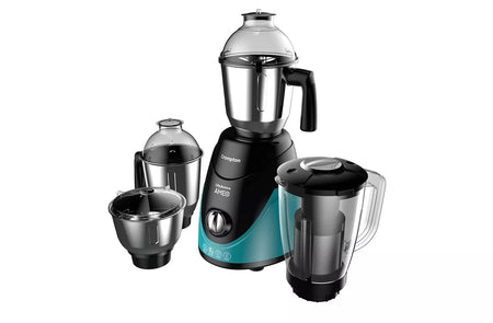 Crompton Ameo 750W Mixer Grinder Black & Green with 3 Steel Jars and 1 Juicer