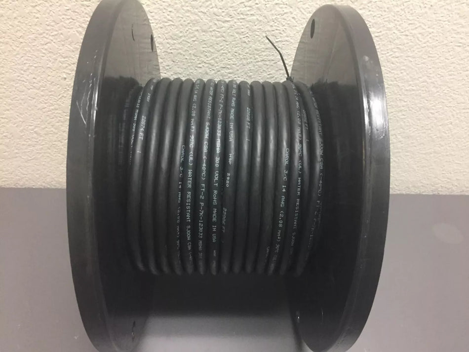 Carol 01360 14 AWG 3 COND SJOW 90C 300V Water Resistant Cable Black 85FT