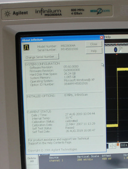Agilent MSO8064A 600 MHz 4GSa/s 4 Channel Infiniium Mixed Signal Oscilloscope