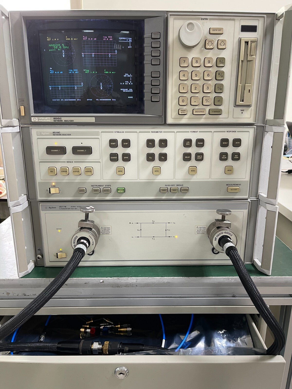 HP Agilent 8510C Vector Network Analyzer System 45MHz - 50GHz , w/HP83650B (CRT) - XG eqpt