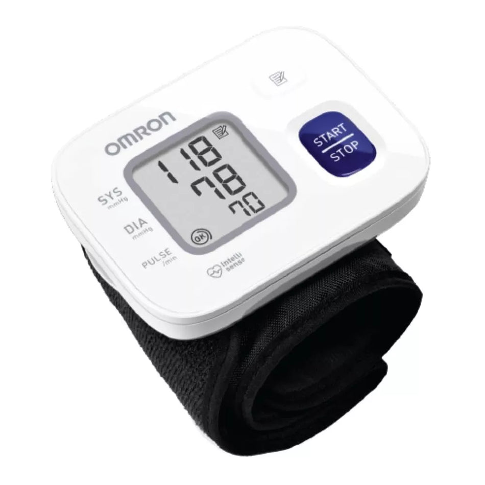 Omron HEM 6161 Wrist Blood Pressure Monitor with Cuff Guide & Heartbeat Detection