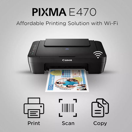 Canon PIXMA E470 WiFi All-in-One Ink Efficient Color Printer for Home