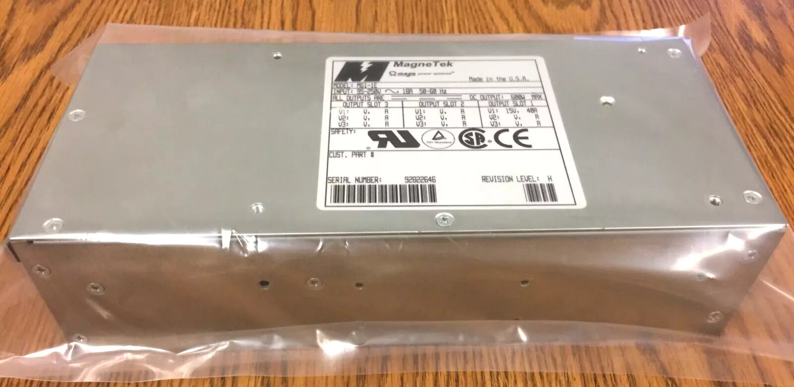 MagneTek MG1-1E Power Supply, AC Input 95-250V 18A 50-60 Hz, DC Output 15V 40A