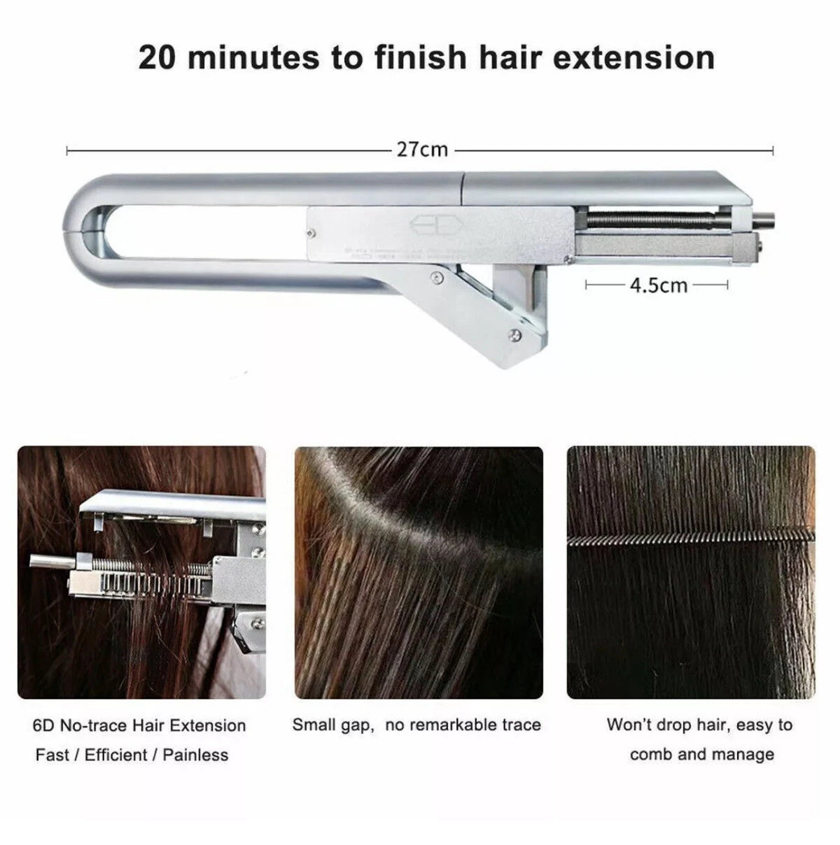 6D Extension Machine Salon Fusion Tool Connector Human Hair Extension Kit Set