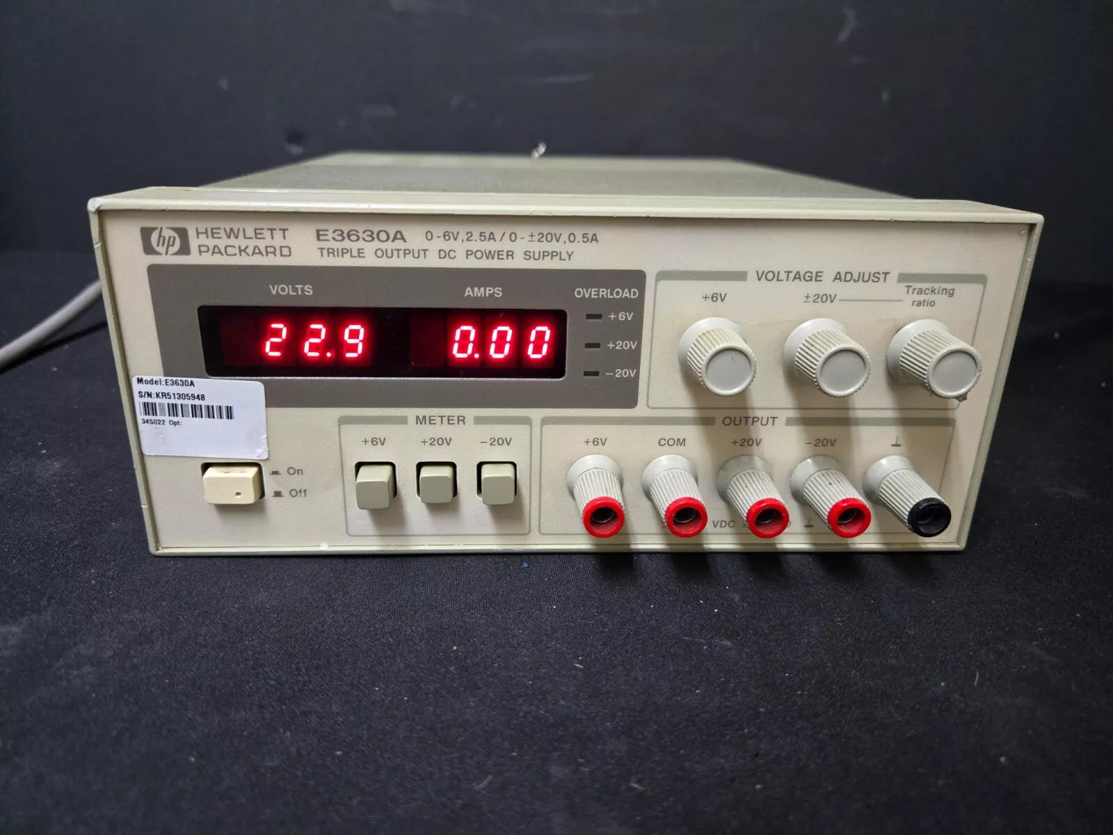 HP E3630A Triple Output DC Power Supply 0-6V 2.5A / 0-±20V 0.5A (5948)