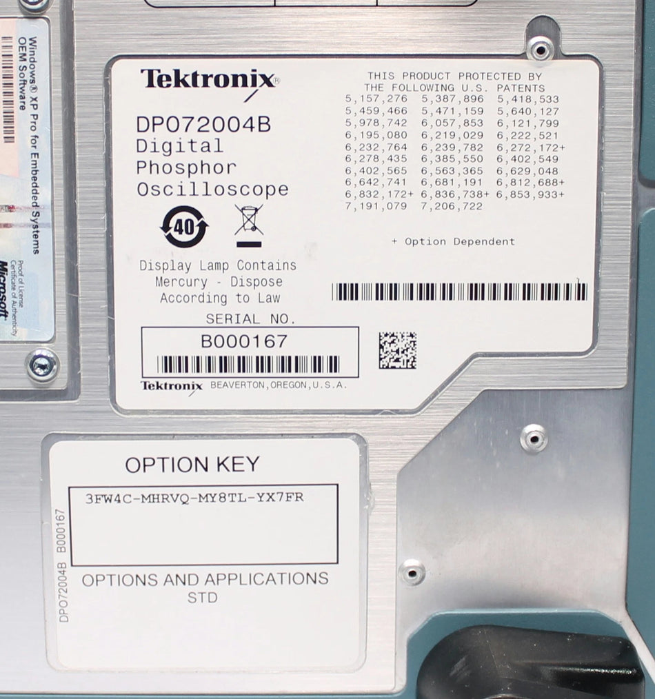 Tektronix DPO72004B 20GHz 4CH 50GSa/s Real-Time Digital Oscilloscope
