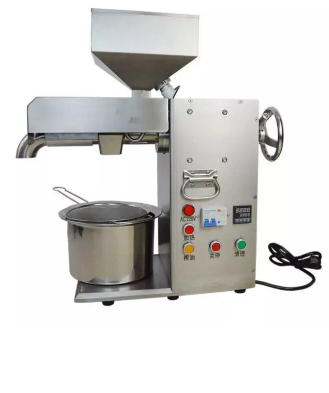3000W Commercial Oil Press Machine Electric Hot and Cold Stainless Steel 220V