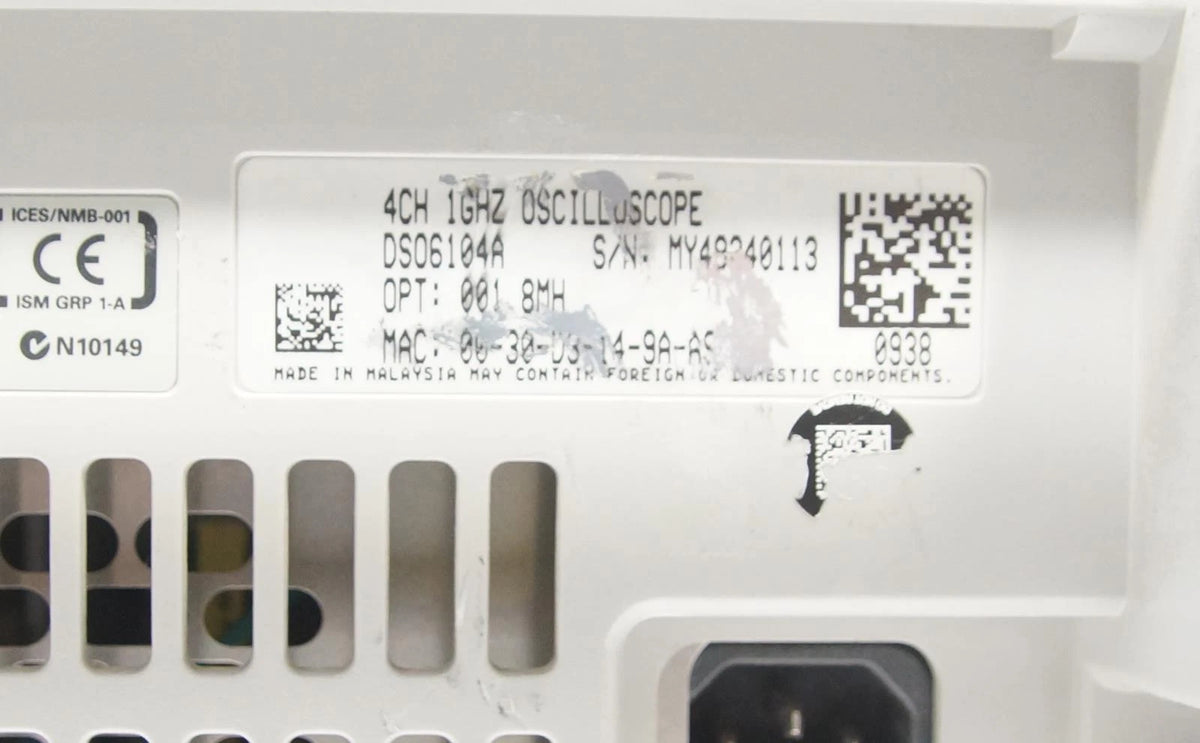 Agilent DSO 6104A Digital Signal Oscilloscope 1GHz 4GS/s Opt. 8M MST E00