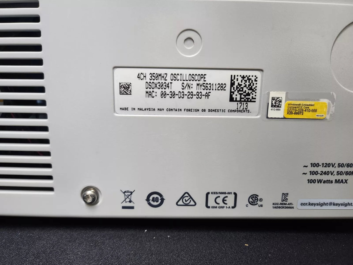 Keysight DSOX3034T Oscilloscope 350 MHz 4CH with Probe N2843A 4ea (1282)