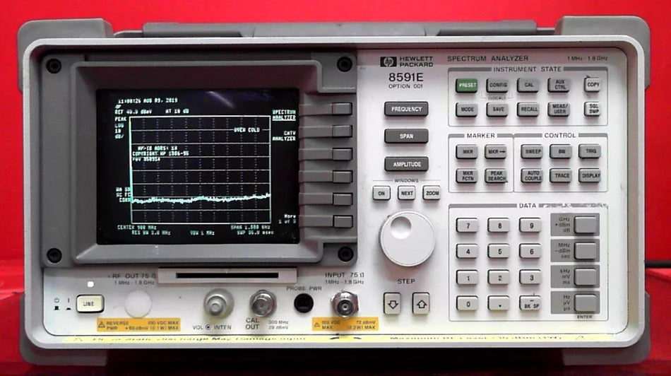 HP 8591E 3649A05929 Spectrum Analyzer, 9kHz to 1.8GHz OPTIONS