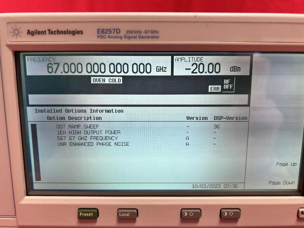 Agilent/Keysight E8257D PSG Analog Signal Generator, 250kHz to 67GHz
