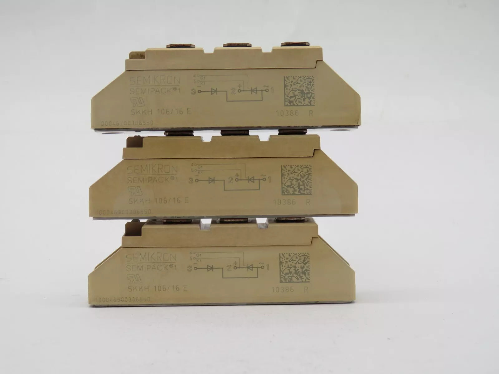 Set of 3 Semikron SKKH106/16E Thyristor Module 106A 1.6KV A 47