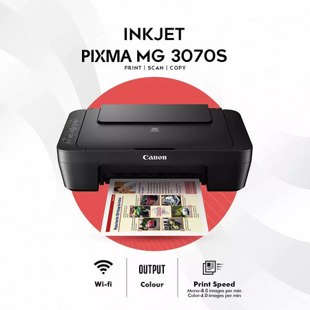 Canon PIXMA MG3070S WiFi Inkjet Colour Printer for Home & Student