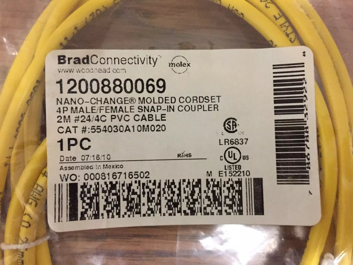 Brad 1200880069 Nano-change Molded Cordset 4Pin Male/Female Snap-in Coupler
