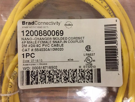 Brad 1200880069 Nano-change Molded Cordset 4Pin Male/Female Snap-in Coupler