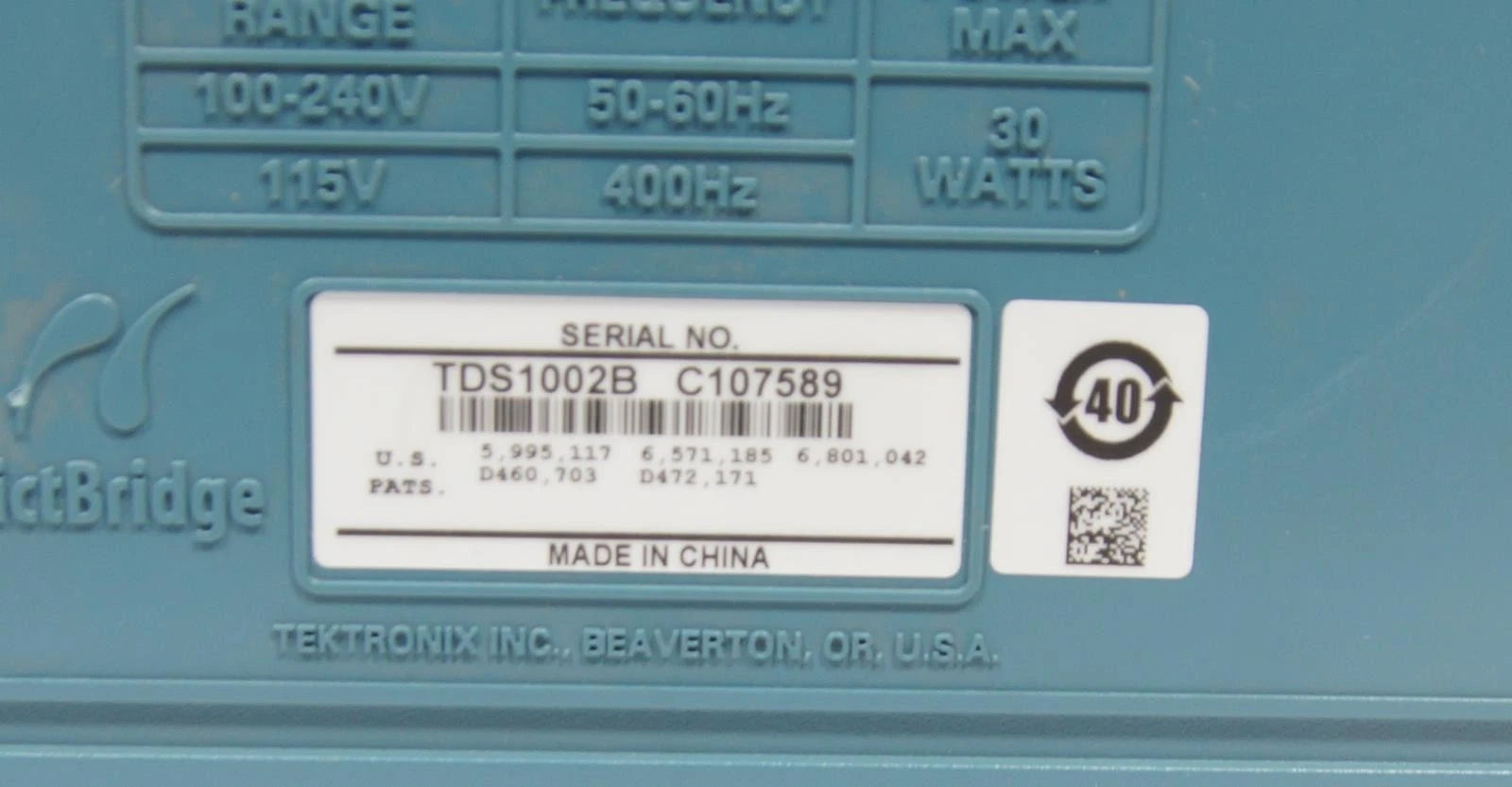 Tektronix TDS 1002B 2 CH 60MHz 1GS/s Digital Storage Oscilloscope